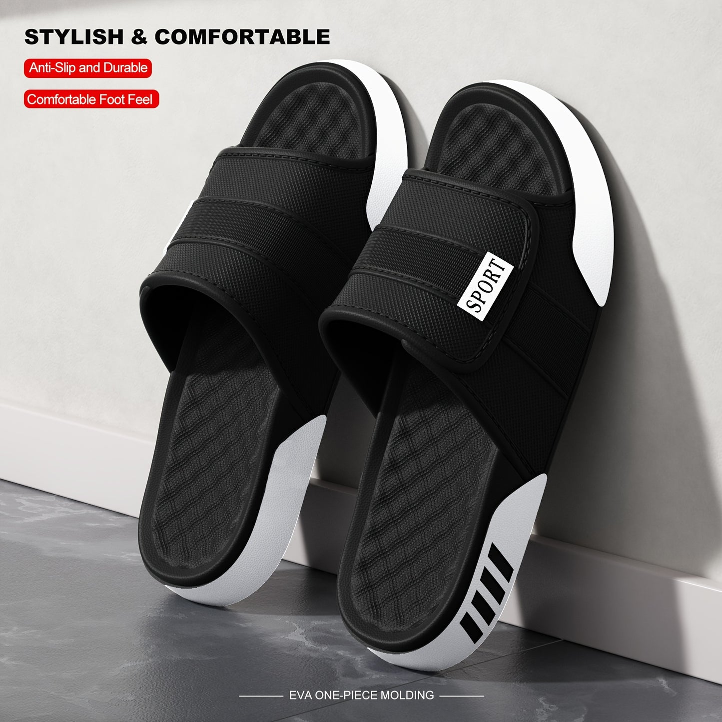 Men's Summer EVA Slides | 1pc Molding Breathable Cool, Multi-Color for Beach Water Play Bath Travel - ayq