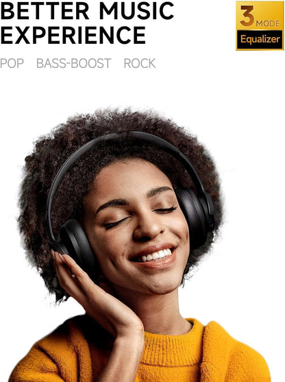 Picun B8 Bluetooth Headphones, 120H Playtime Headphones Wireless Bluetooth with 3 EQ Modes, Low Latency, Hands-Free Calls, over Ear Headphones for Travel Home Office Cellphone PC Black