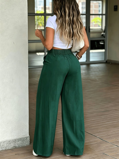 Women's High-Waist Wide-Leg Flowing Casual Trousers