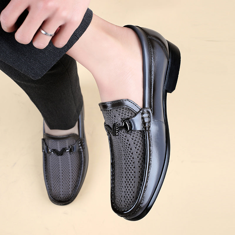 Men's Breathable PU Mesh Loafers - Casual Business Shoes