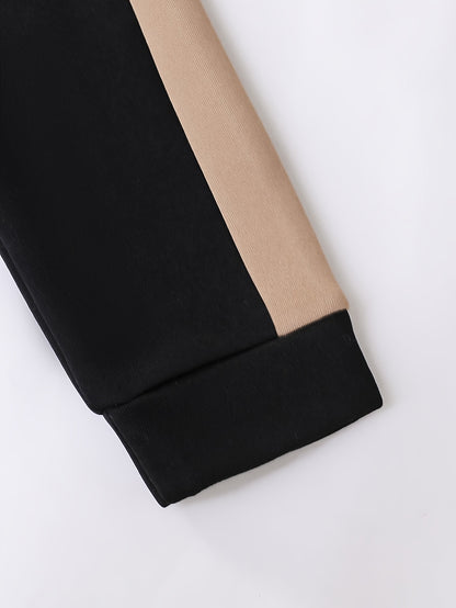 2pcs Boys' Autumn/Winter Fleece-Lined Hooded Sweatshirt and Pants Set, Simple Letter Print Fashion Classic Outfit for Outdoor Sports and Casual Wear, 100% Polyester Knit Stretch Fabric, Ideal Gift Choice for Kids, Perfect for