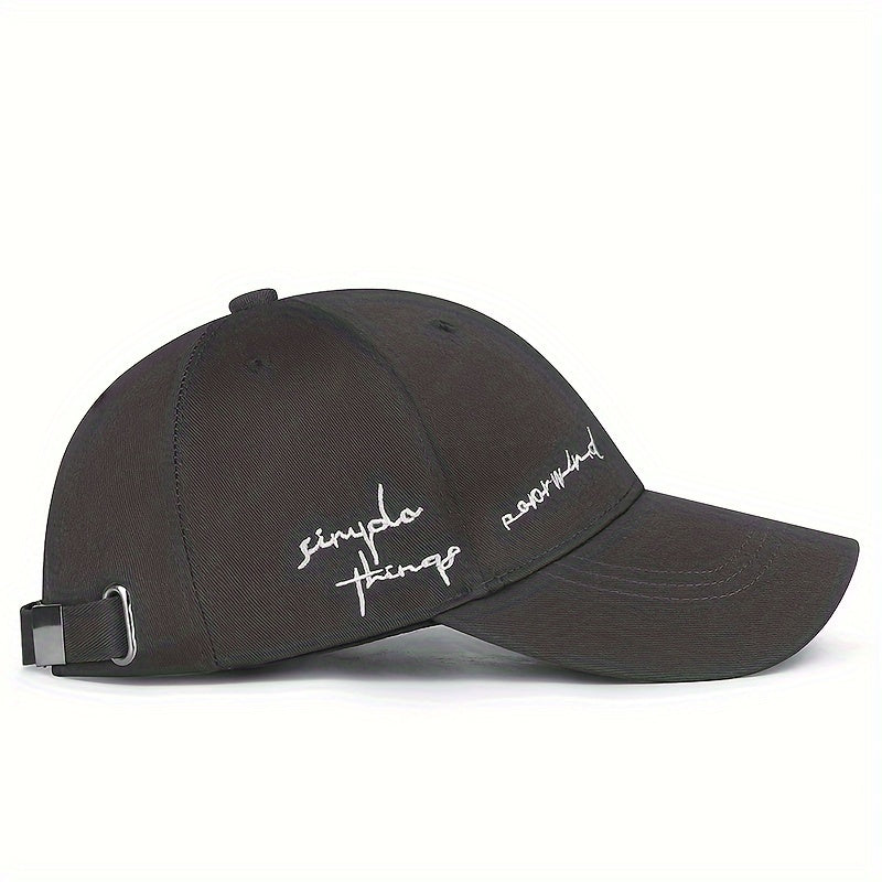 Trendy 4-Season Duckbill Baseball Cap With Embroidery, Adjustable Sun Protection For Women
