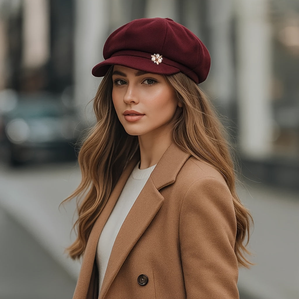 Women's Classic Warm Newsboy Beret Hat Lightweight Polyester