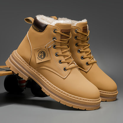 A Pair of Fashionable Men's Boots, Outdoor Warm, Sports Casual Trendy Versatile Shoes for Man