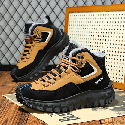 Men's Outdoor Hiking Shoes - Multi-Terrain Breathable Athletic Sneakers for Gym Training, High Elasticity Support & Anti-Slip Design, Lightweight and Warm Snow Sports Footwear