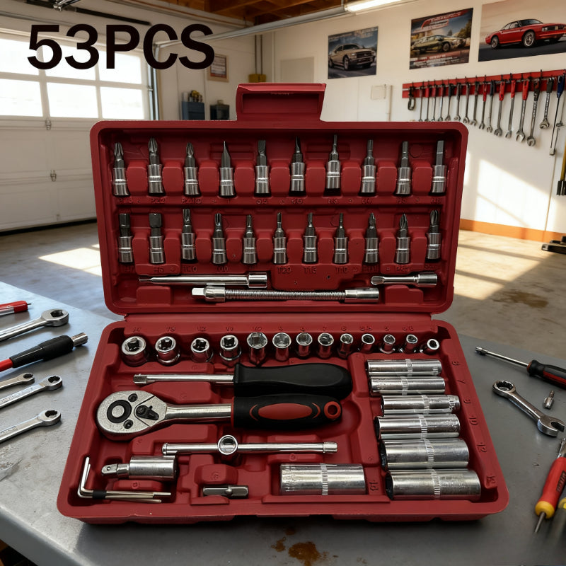 53 High-Cost-Performance Automotive Repair Tools! A Professional Toolbox That Provides a One-Stop Solution for Essential Components, Suitable for Basic Repairs And Routine Maintenance Across Various Vehicle Models. The Comple