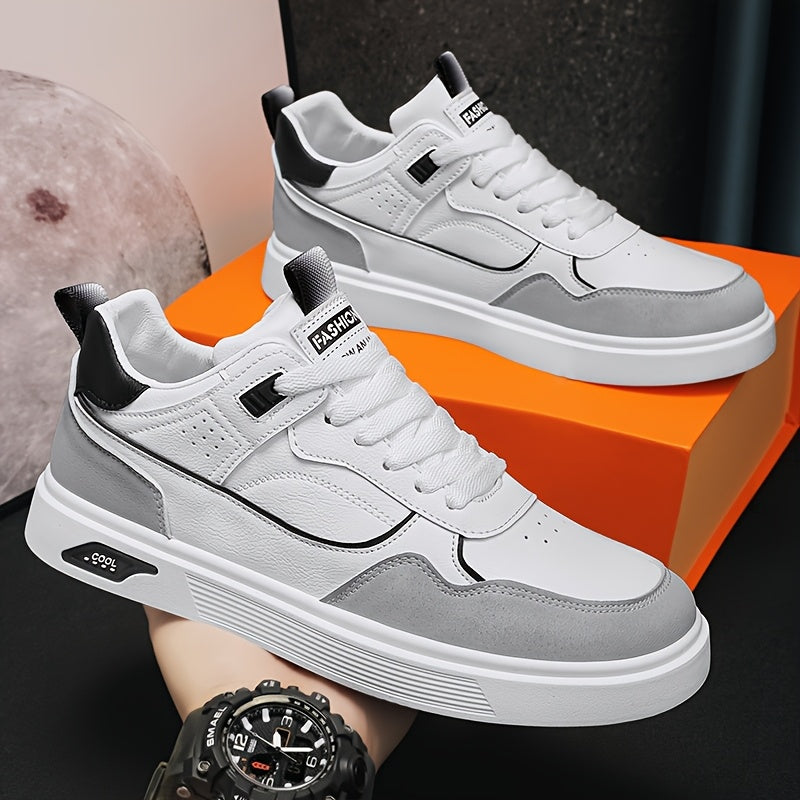Men'S Casual Athletic Sneakers - Lightweight, Breathable, Fashion-Forward Skate Shoes with Faux Cover and PVC Sole for Outdoor Activities, Hiking, and Everyday Wear, Low-Top Design, Lace-Up Closure, Allseason Shoes | Versatil