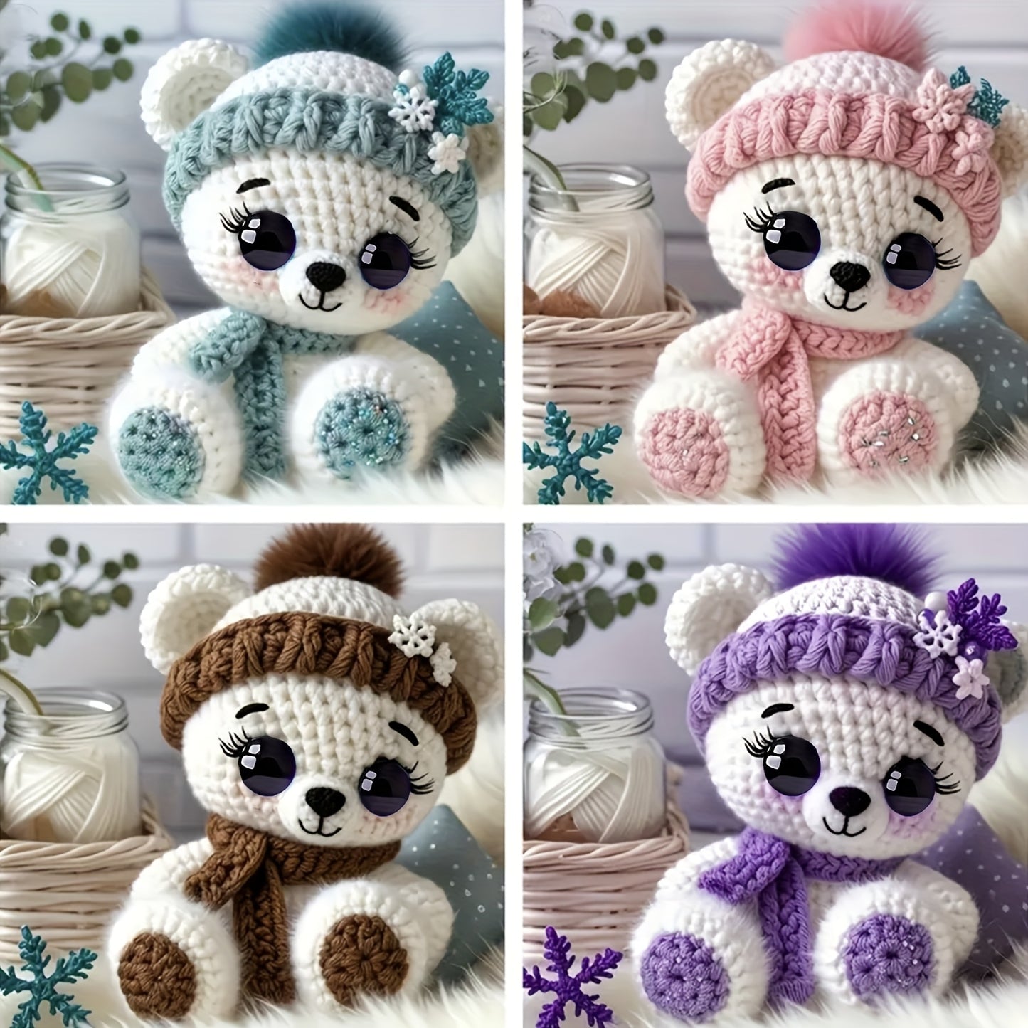 Vioiv 1pc Cute Bear Polar Bear Beginner Animal Doll Crochet Set, Adult Beginner Crochet Set, PDF File with Step by Step Text Tutorial, Dragon DIY Knitting Set, Cute and Humorous Home Decoration Decoration, Birthday and Valent
