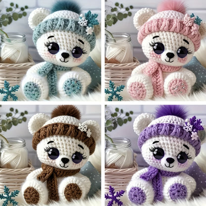 Vioiv 1pc Cute Bear Polar Bear Beginner Animal Doll Crochet Set, Adult Beginner Crochet Set, PDF File with Step by Step Text Tutorial, Dragon DIY Knitting Set, Cute and Humorous Home Decoration Decoration, Birthday and Valent
