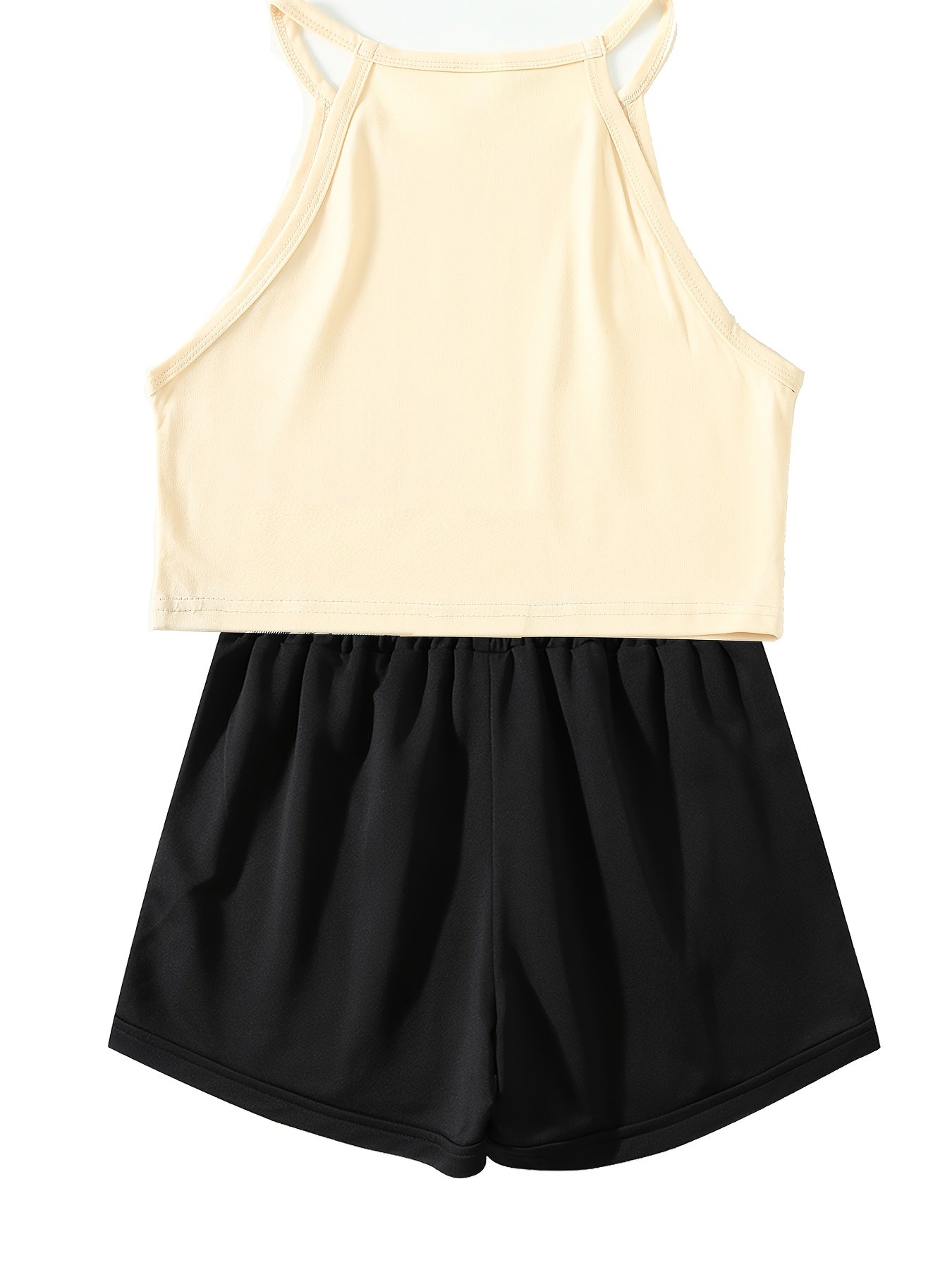 Women's Black Sleeveless Tank Top & Shorts Casual Set