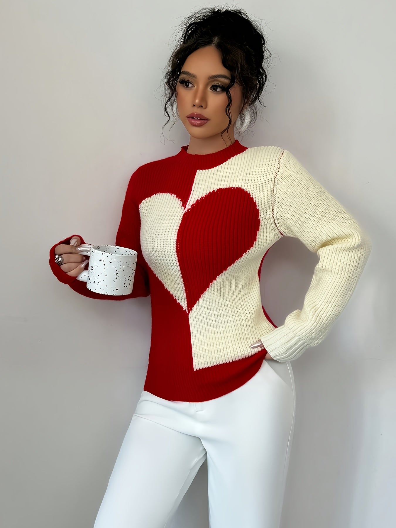 Women's Elegant Sweater Sweationnaire - Winter Warm Round Neck Solid Color Pullover, Regular Fit Cozy Sweaters for Fall/Winter, Versatile Casual & Dressy Outfits (Hand Wash/Dry Clean) - Elegant Special Line Collection