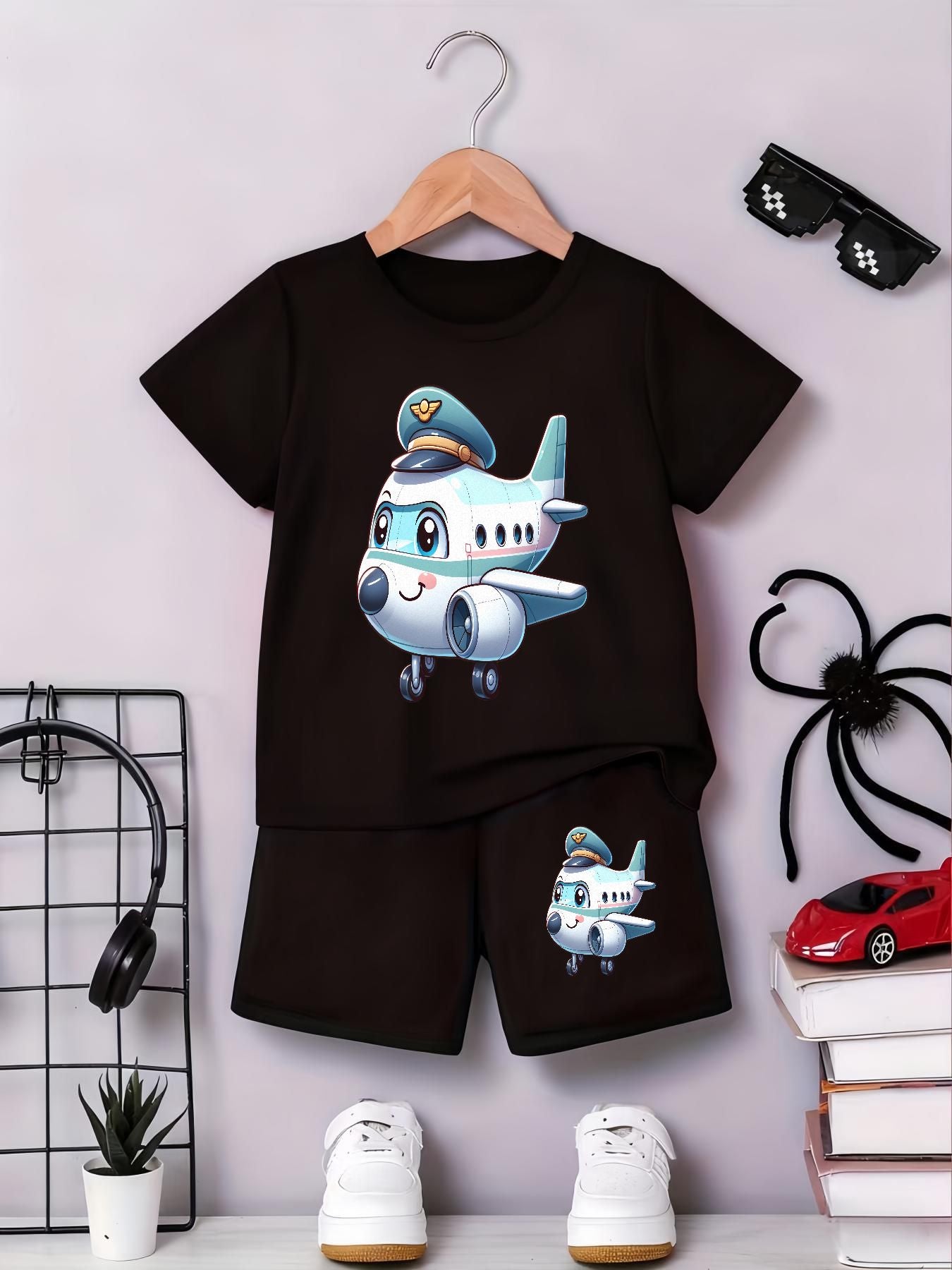 Baby Boy Summer T-Shirt & Shorts Set with Airplane Print