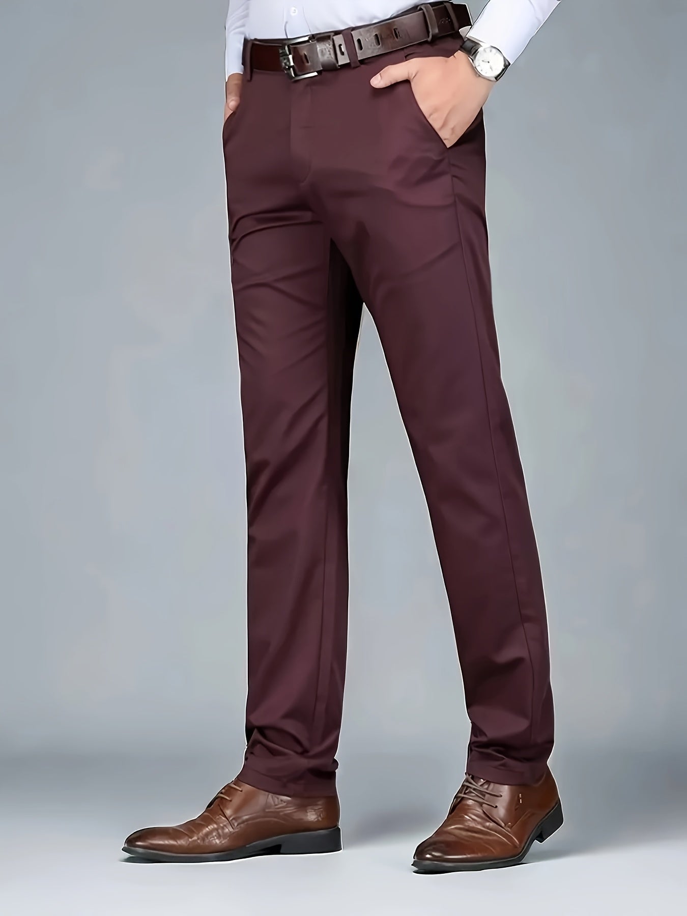 New Casual Formal Pants for Men in Four Seasons, Featuring a Business Style with Trendy Long Trousers. Fashionable And Versatile Men'S Elastic Dress Pants with a Comfortable Classic Design for Casual Wear.