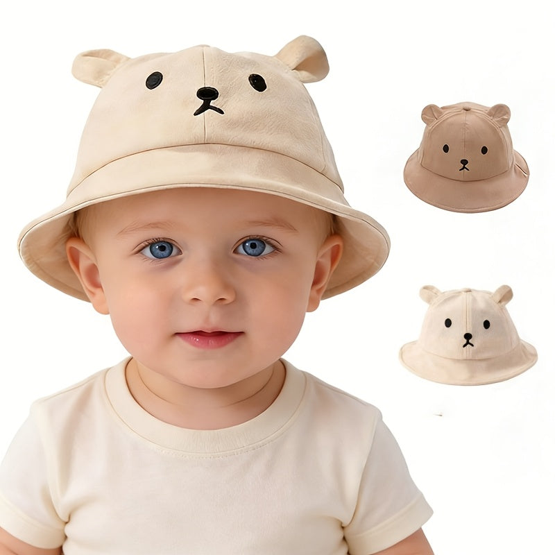 Kids Bear Fisherman Hat with 3D Ears Soft Polyester