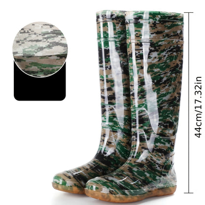 Unisex High-Top PVC Rain Boots with Durable Sole for Outdoor Use