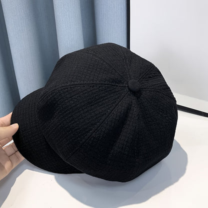 1pc Elegant Classic Newsboy Hat Lightweight Breathable Cap Solid Color Fashionable Hats For Women