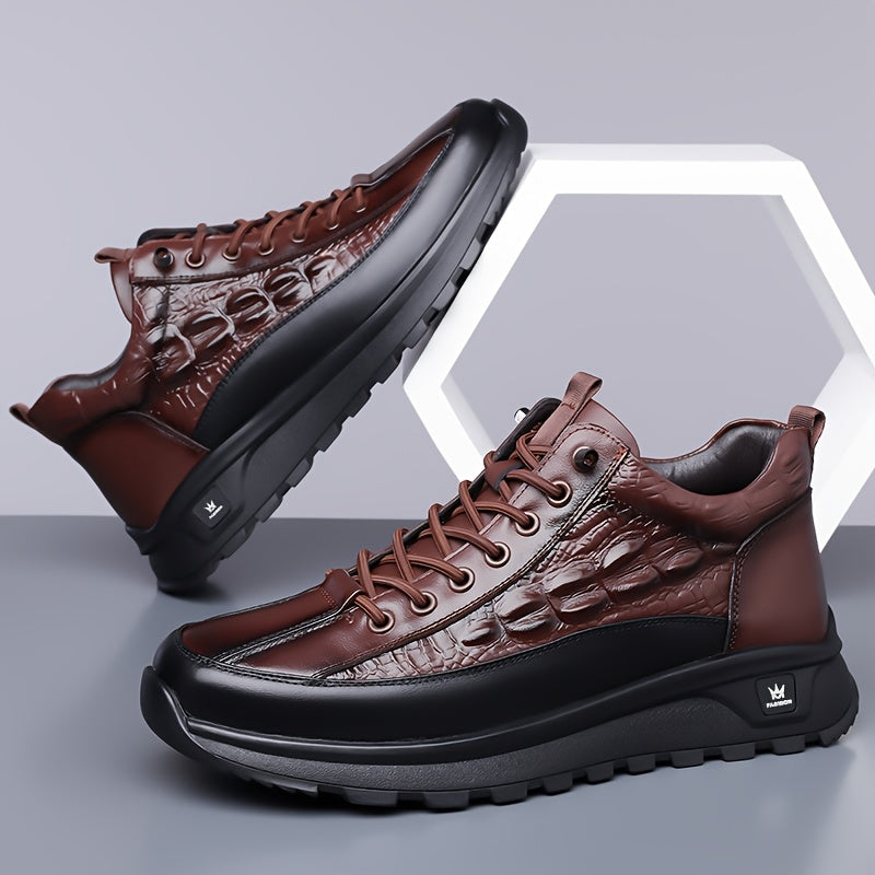 Men's Casual British Style Mid-Calf Winter Fleece Boots