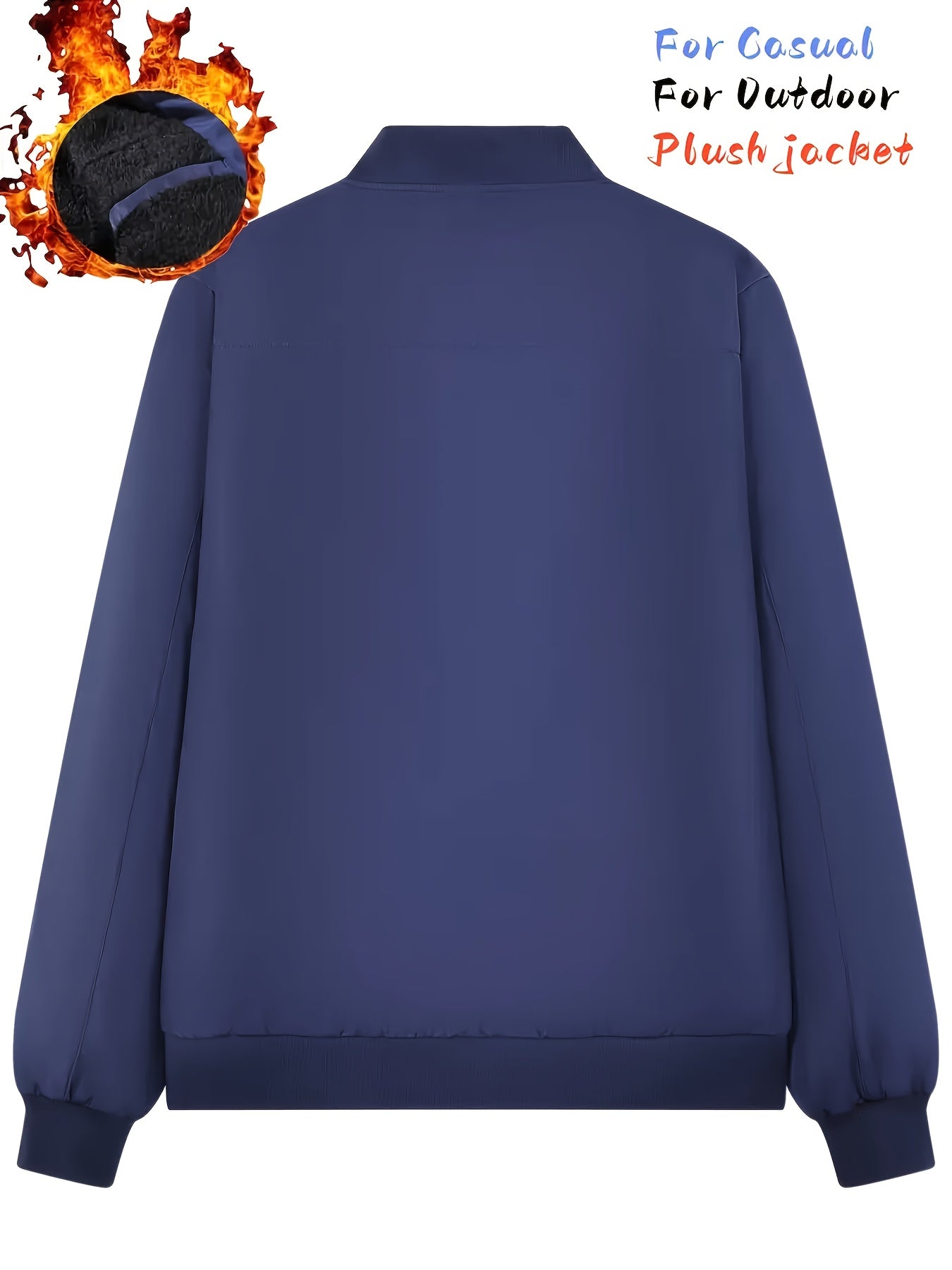 Men's Thermal Bomber Jacket - Heavyweight Winter Coat with Zippered Pocket, Casual Black Jacket, Polyester Outerwear for Men, Ideal for Aviation & Everyday Use, Casual Jacket For Men, Lightweight Jacket For Men, Winter Clothe