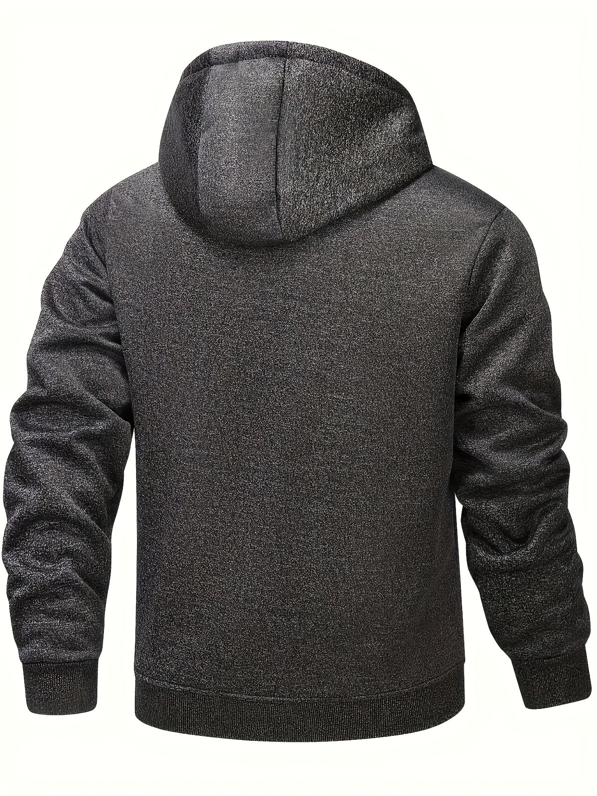 Men's Casual Warm Fleece Hooded Jacket with Zipper