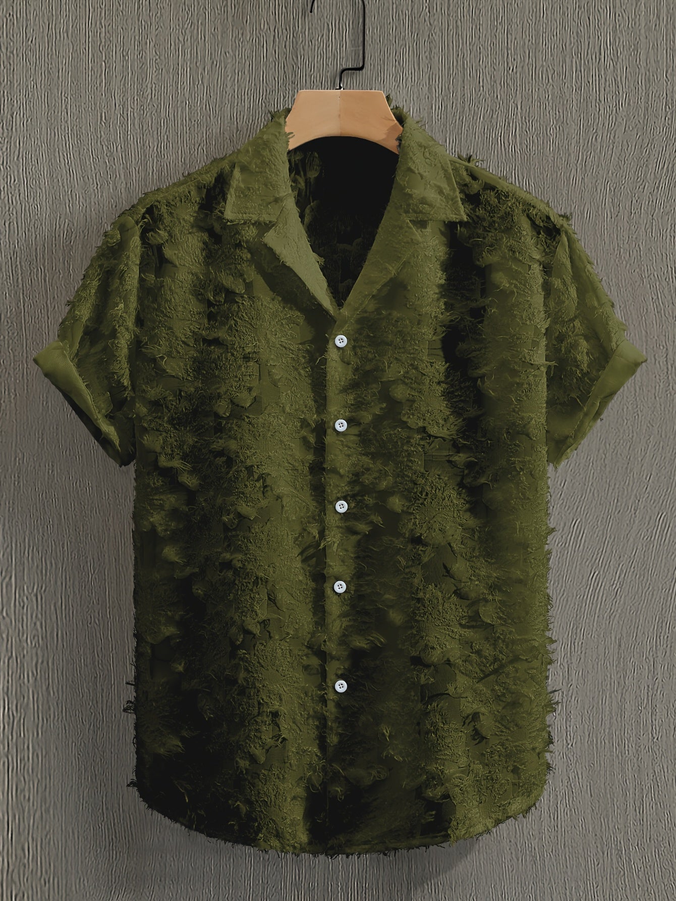 Men's Casual Short-Sleeve Polyester Shirt for Spring and Fall