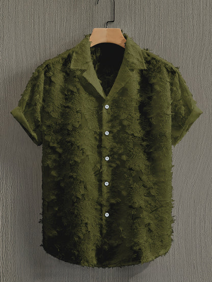Men's Casual Short-Sleeve Polyester Shirt for Spring and Fall