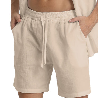 Men's Casual Comfy Cotton Breathable Active Shorts, Chic Drawstring Beach Shorts