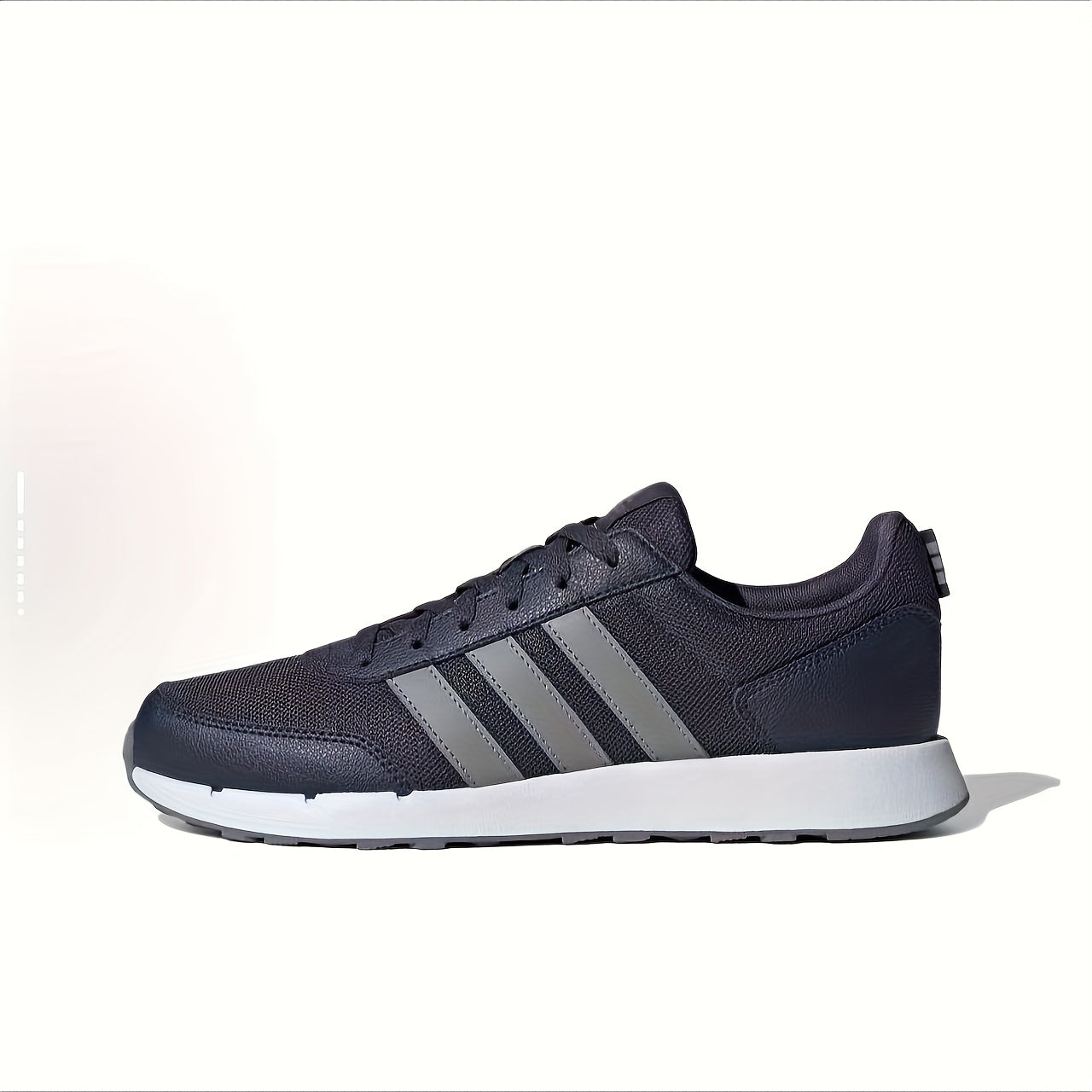 Adidas neo Run 50S Low-Top Casual Sneakers - Breathable Fabric Upper, Cushioned Comfort, All-Season Wear, Navy Blue  White Striped Design, Unisex for Men  Women, Comfortable Walking Shoes, Stylish Striped Sneakers, Fabric I