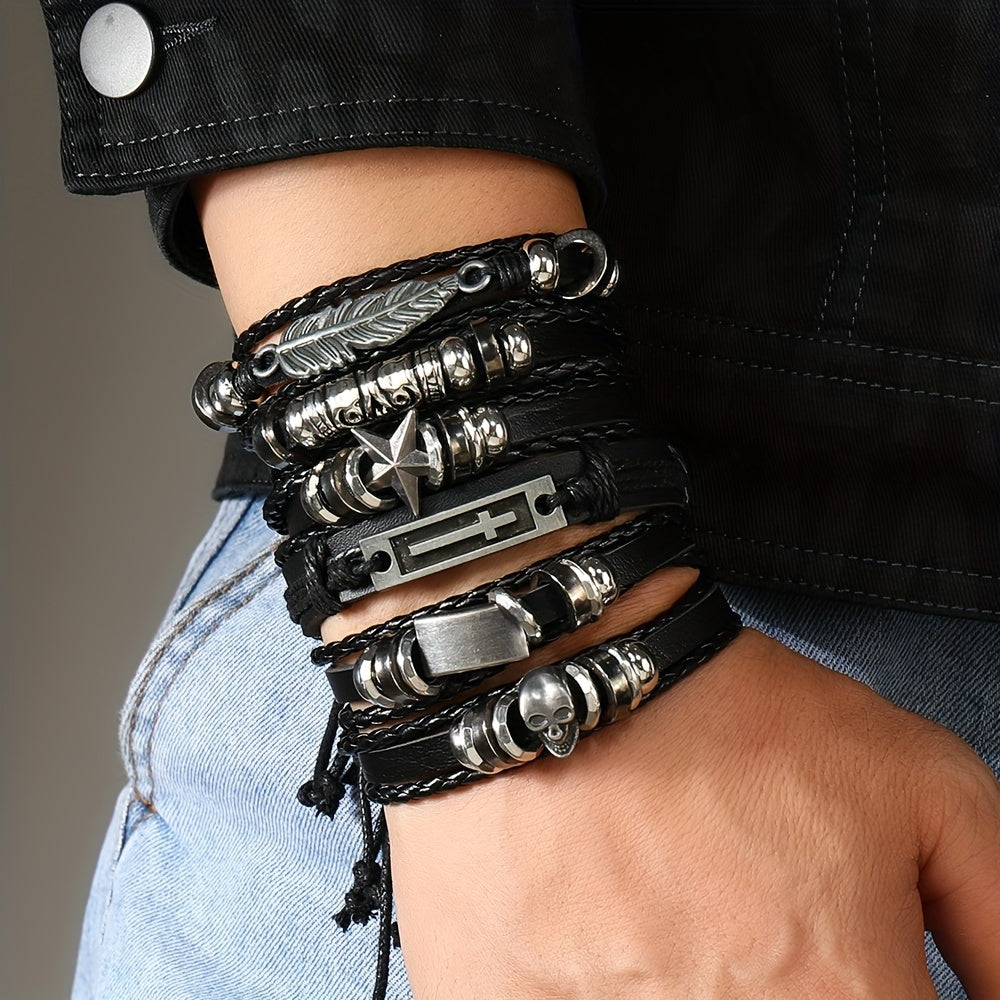 18Pices Men's Vintage Multilayer Alloy Jewelry Party Wear Fashion Street Jewelry Accessories