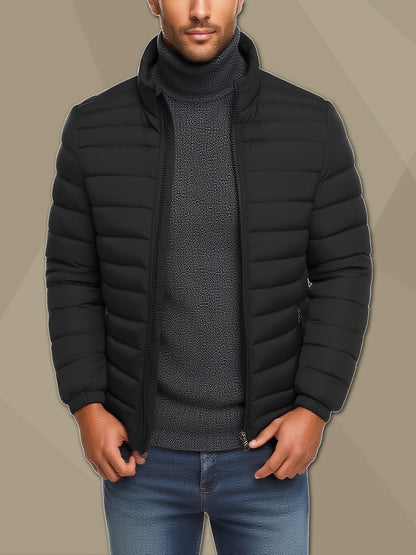 Men's Lightweight Stand Collar Winter Jacket - Casual Loose Fit