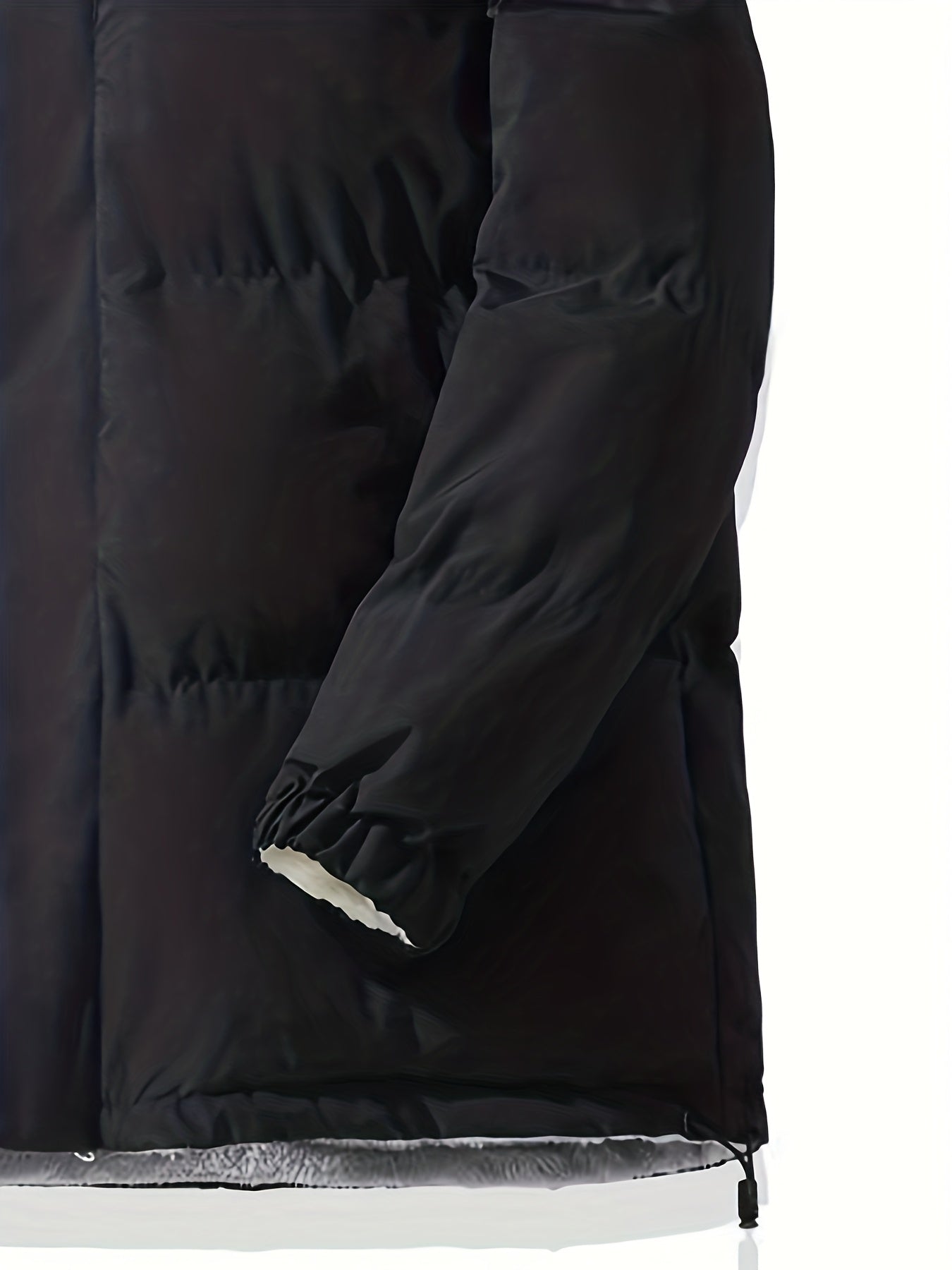 Տղամարդու երկկողմանի բրդյա ծածկույթով հաստ բաճկոն՝ առօրյա կանգնած օձիքով՝ տառերի տպագրությամբ, սովորական չափսերով, գրպաններով, պոլիեսթերային լցոնով, բազմակողմանի աշուն/ձմեռ համար, ձմեռային բաճկոն