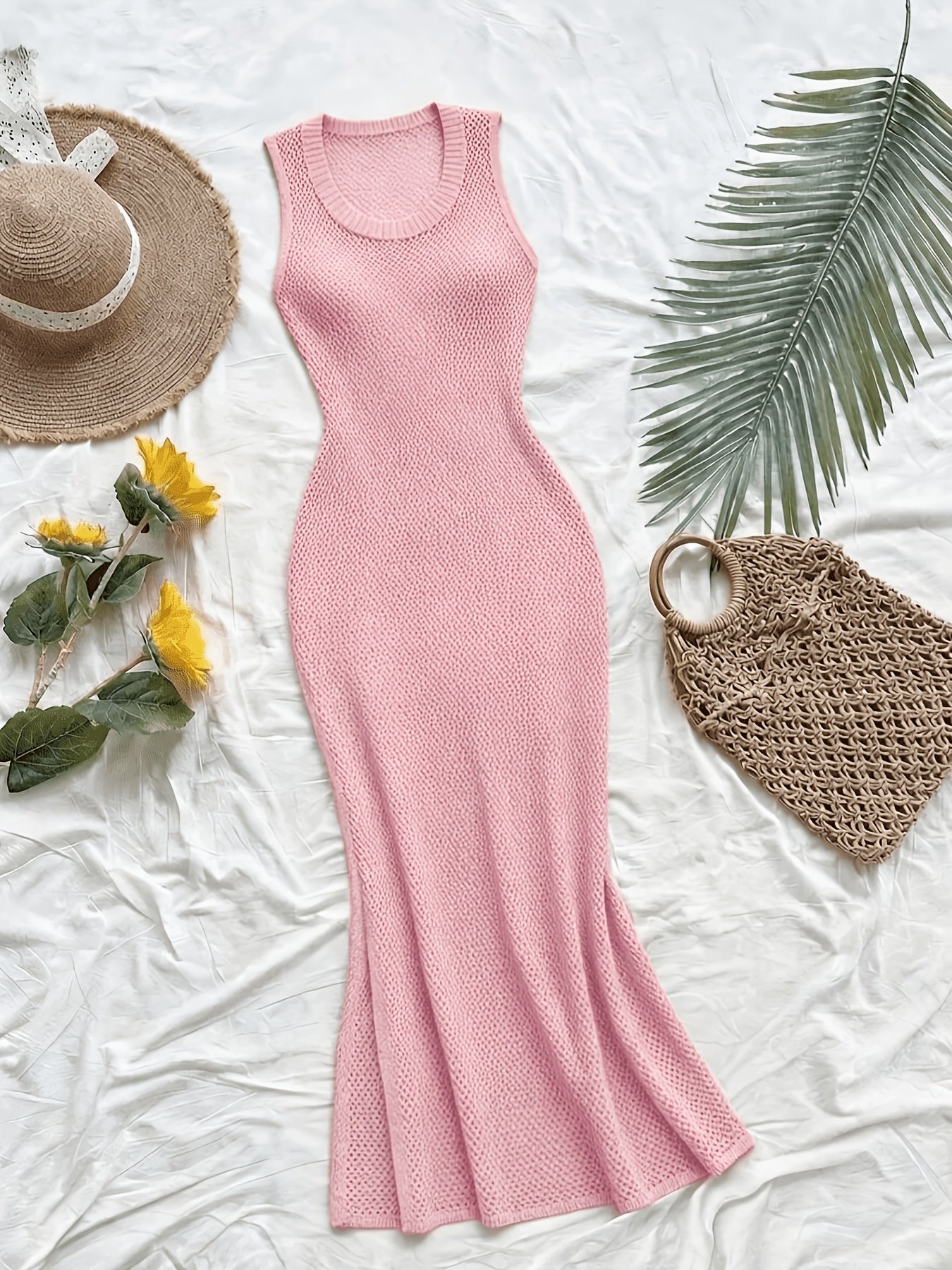 Women's Casual Long Knit Sweater Dress with Side Slit