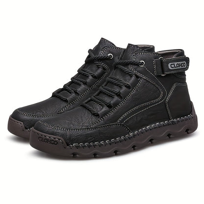 Men's Casual Mid-Top Sneakers with Rubber Sole and Lace-Up Design