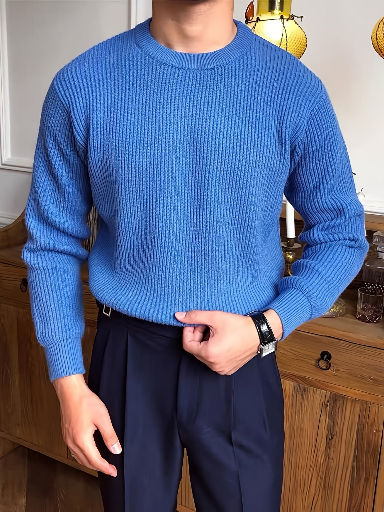 Բաց գույնի, հասուն ոճի աշուն/ձմեռ, հիմնական, տղամարդկանց համար, երկար թևքերով, առօրյա, բրիտանական, կլոր վզնոցով, տրիկոտաժե, բարձր օձիքավոր վերնաշապիկով