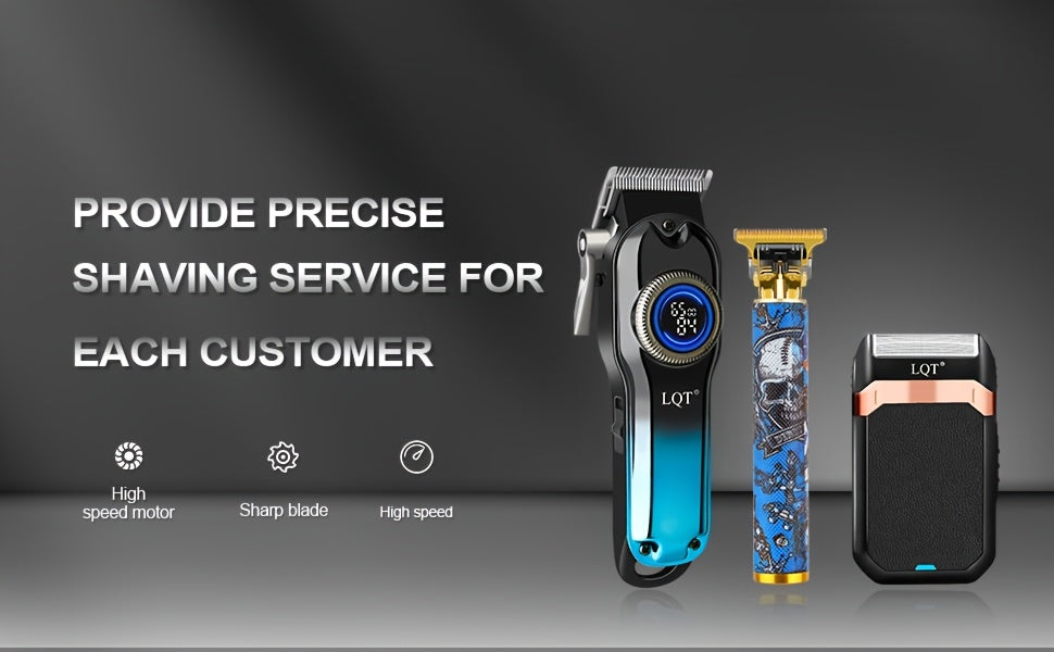 LQT 1pc/2pcs/3Ppcs Electric Hair Clipper Set/Designed for Men/Unique Graffiti Style/Men'S Grooming Kit/Beard Trimmer And Razor/Portable Home Hairdressing Tool/Men'S Gift/Father'S Day/Birthday Gift/Christmas Gift