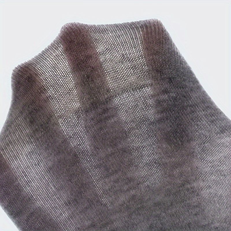 5 Pairs Of Men's Knitted Solid Color Low-cut Socks, Comfy & Breathable Elastic Socks, For Daily Wearing