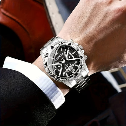 3 շքեղ տղամարդկանց համար նախատեսված նորաձև, գործնական ժամացույցների, դրամապանակի և բանալիի շղթայի հավաքածու, որը կատարյալ է որպես ծննդյան, տարեդարձի կամ տոնական նվեր նրա համար, ներառյալ Սուրբ Ծննդյան նվերներ տղամարդկանց համար