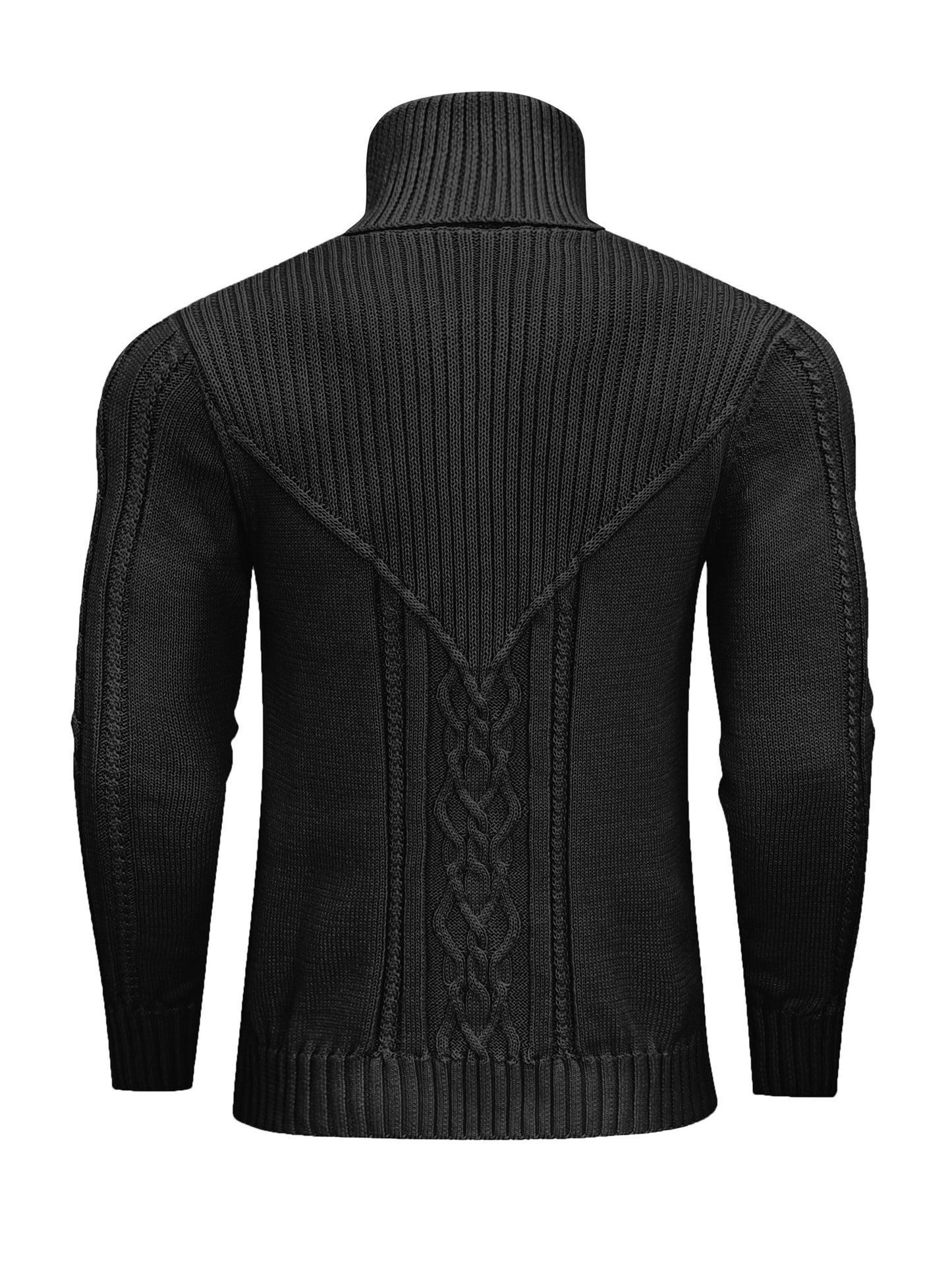 Men'S Casual Winter High Neck Turtleneck Sweater | Black Solid Color, Medium Stretch Fabric, Regular Fit, Hand Wash Only, Sleek Knitwear, Long Sleeve, Rib-Knit Detail