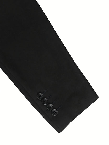 Men's Two-Piece Suit in Solid Color with Sealed Pockets, Regular Fit Suit Trousers, Elegant and Classic, Suitable for Business and Wedding Parties