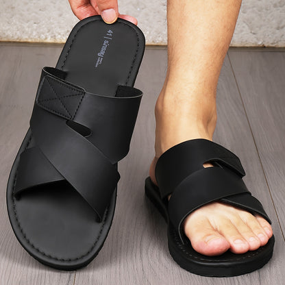 Men's Casual British Style Flat-Soled PU Slippers