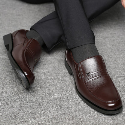 Men's Elegant PU Lace-Up Office Shoes All-Season Formal Footwear
