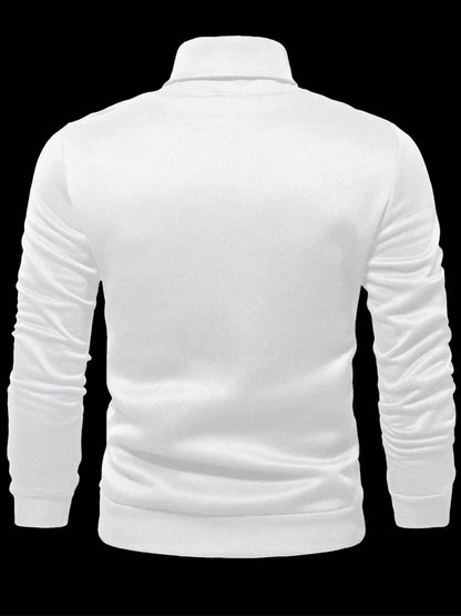 Men's 2025/2026 New Year Print Sweater - Stand Collar Long Sleeve Pullover, Casual Winter Sweating Jacket, Machine Washable Cold Weather Sweaters for Parties & Casual Attire (Slogan Design)