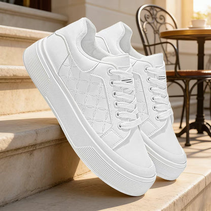 2026 Spring New Men's Flat Trail Running Shoes, Plaid Pattern Solid Color Thick-Sole Casual Sneakers for Boys, College Style Trendy Fashion Street Skate Shoes - ayq