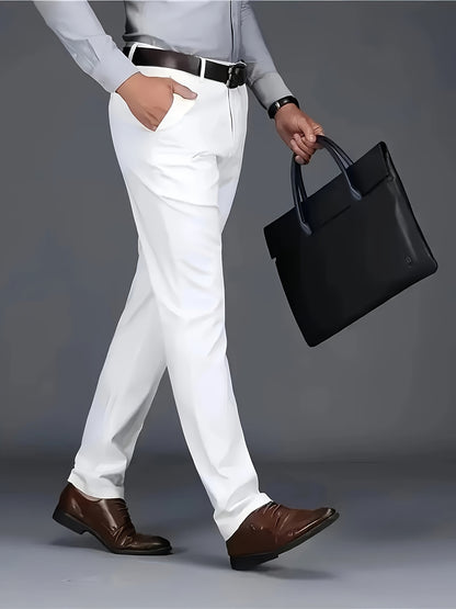 New Casual Formal Pants for Men in Four Seasons, Featuring a Business Style with Trendy Long Trousers. Fashionable And Versatile Men'S Elastic Dress Pants with a Comfortable Classic Design for Casual Wear.