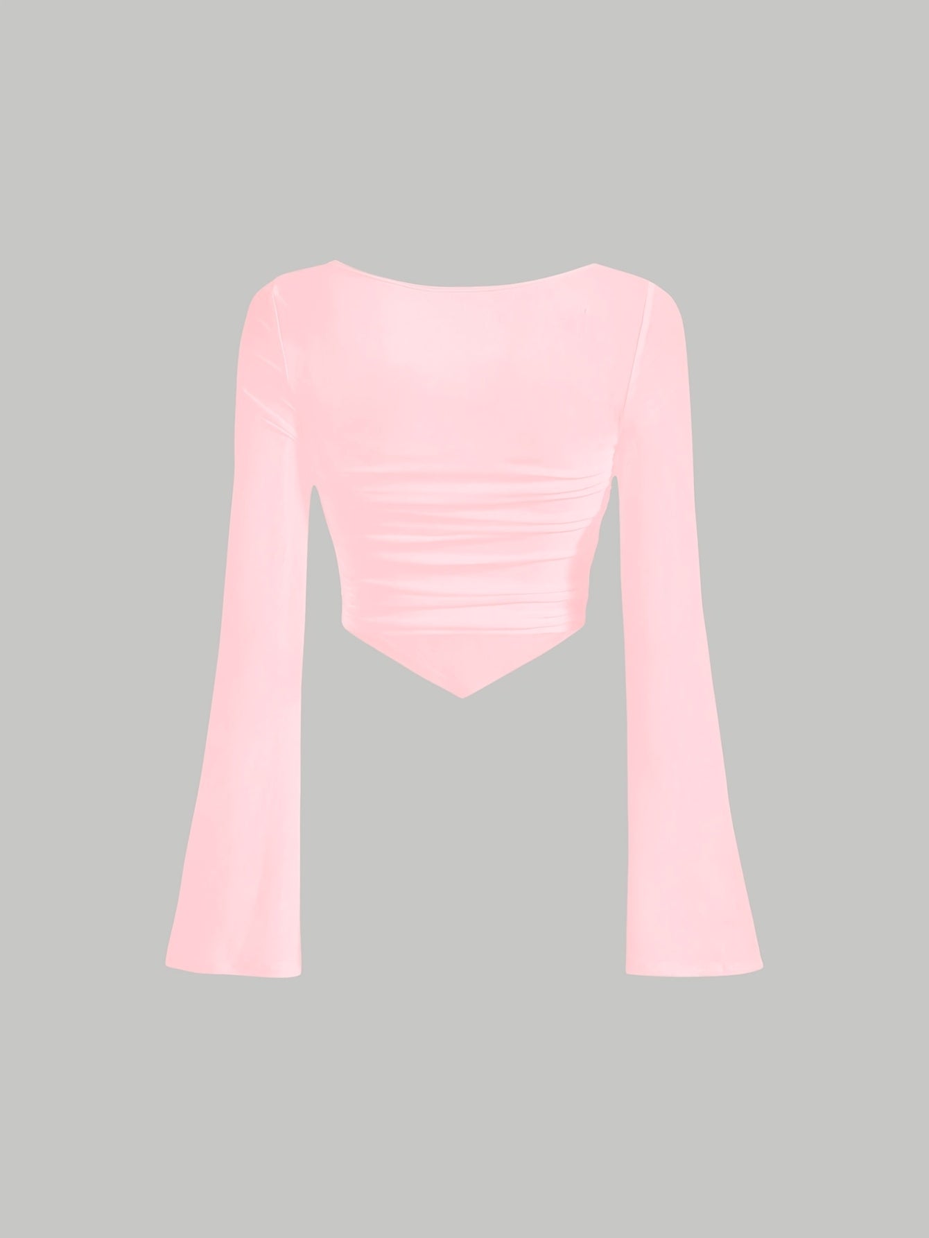 Women'S Elegant Square Neck Solid Color T-Shirt, Polyester Knit Fabric, Short Length, Stretchy Slim Fit, Spring/Fall Fashion Top