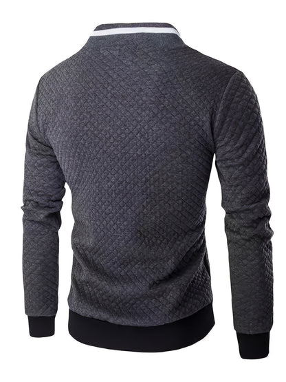 Men's Quilted Baseball Jacket with Stand Collar for Spring/Fall