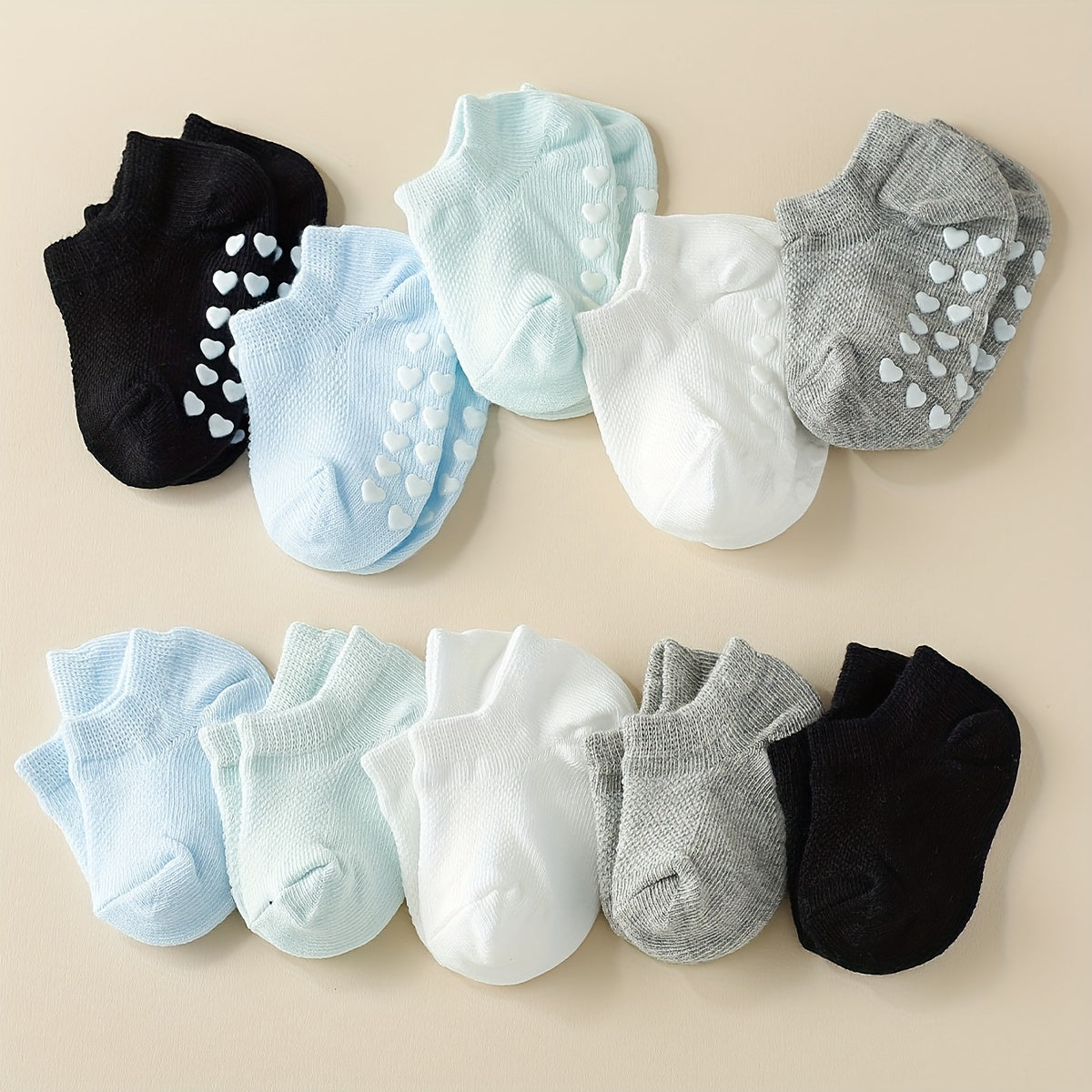 10 Pairs of Solid Color Spring And Summer Non-Slip Gel Boat Socks