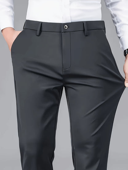 Men's Casual Straight Leg Pants, Chic Business Style Versatile Trousers for Daily Wear
