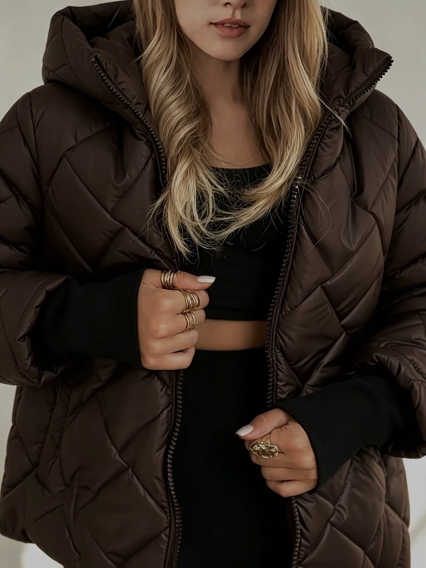 Women's Loose Hooded Jacket, Soft Warm Casual Outerwear