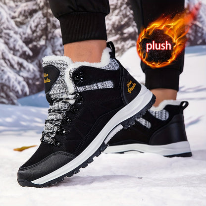 Men'S Heavy-Duty Winter Snow Boots - Thick-Soled Short Boots with Plush Lining & Non-Slip TPR Sole, Mid-Calf Hiking & Climbing Shoes for Ice Climbing, Snowshoeing & Outdoor Adventures, Winter Boots, Hiking Footwear, Sporty De