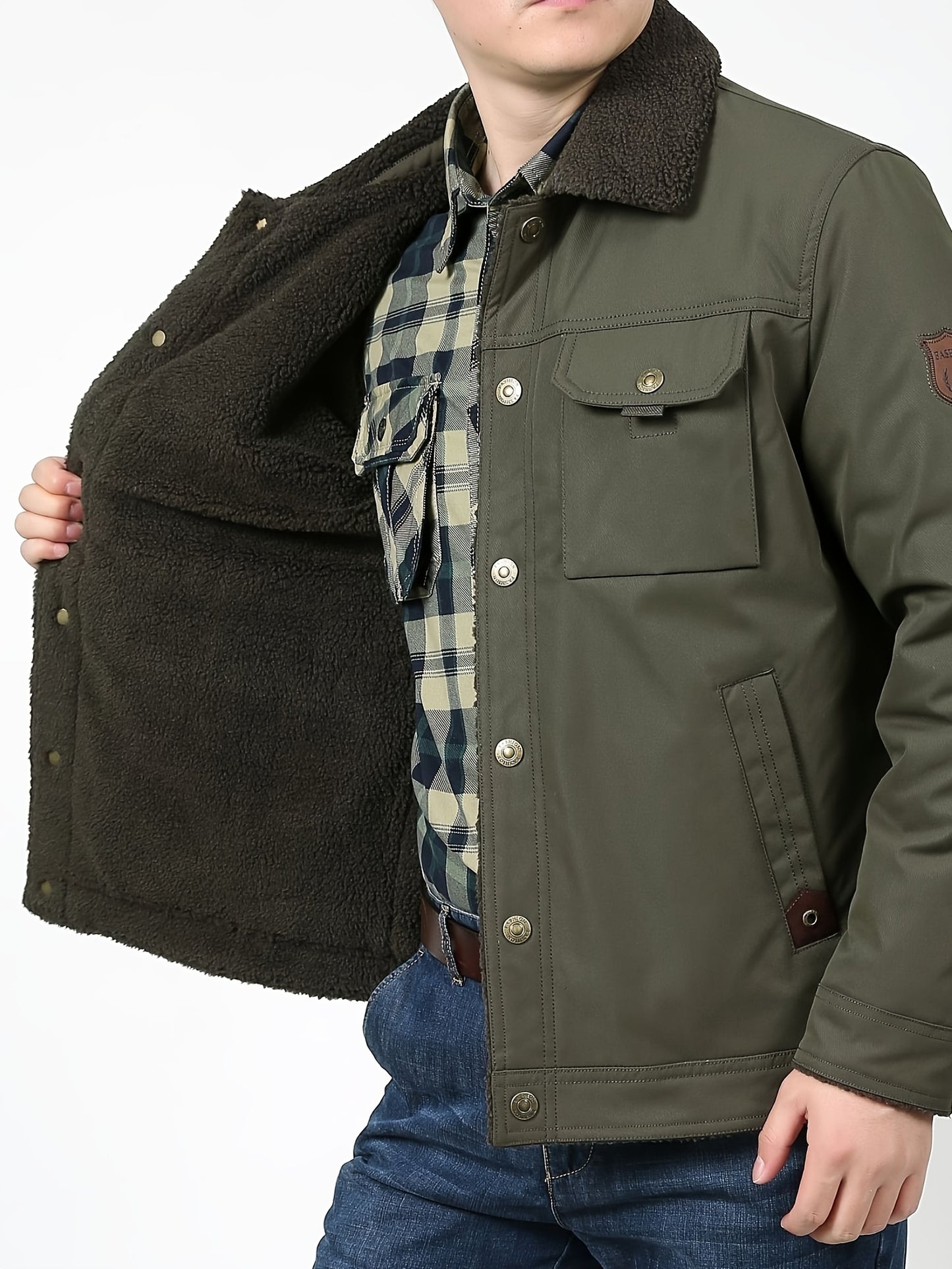 Տղամարդկանց բարձրակարգ, նորաձև, առօրյա, բազմակողմանի, բրդյա ծածկույթով, հաստ, քամուց պաշտպանող, տաք, գլխարկով ձմեռային բաճկոն